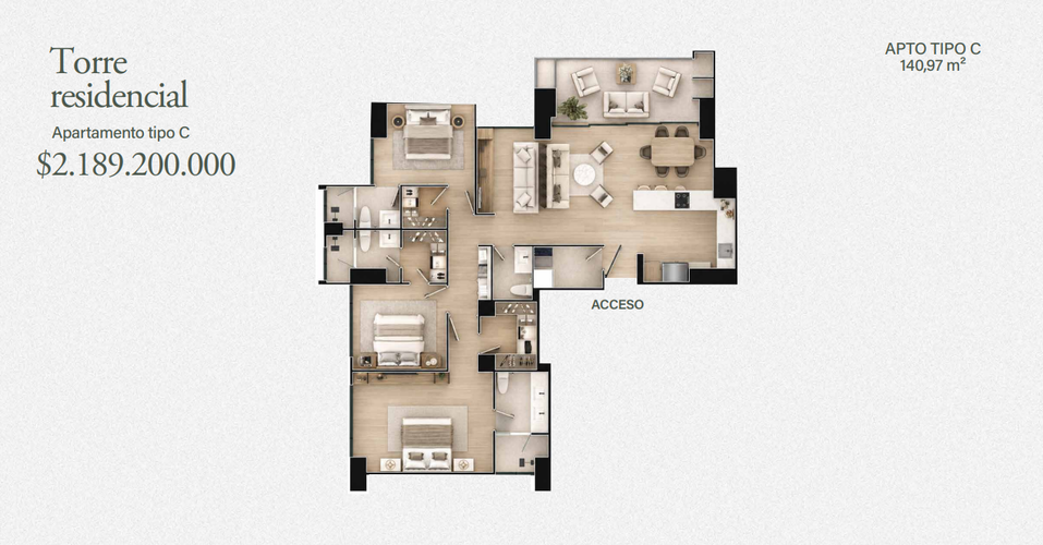 Apartamento de 2 alcobas en venta en El Poblado, Medellín, 98 m² · foto 17 de 24