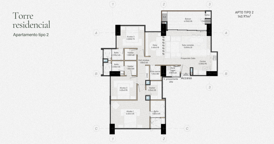 Apartamento de 2 alcobas en venta en El Poblado, Medellín, 98 m² · foto 18 de 24