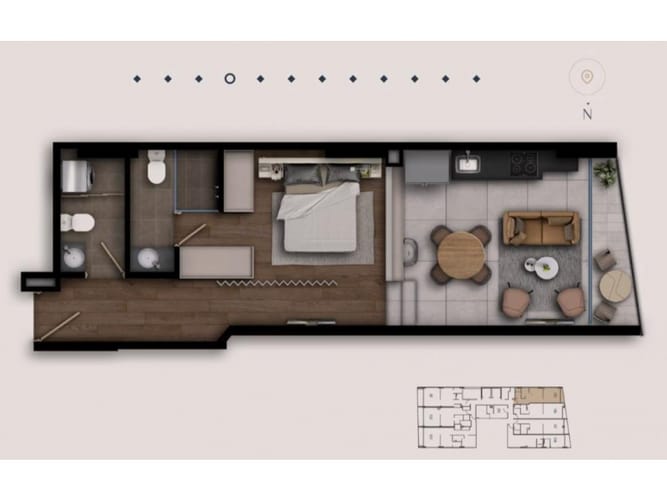 Apartamento de 1 alcoba en venta en El Virrey, Bogotá, 45 m² · foto 10 de 10