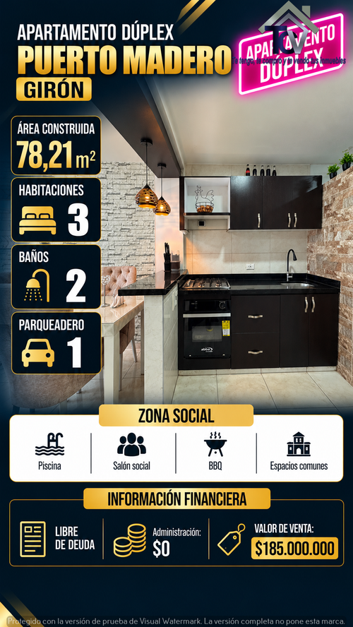 Apartamento de 3 alcobas en venta en Puerto Madero, Girón, 78 m² · foto 4 de 23