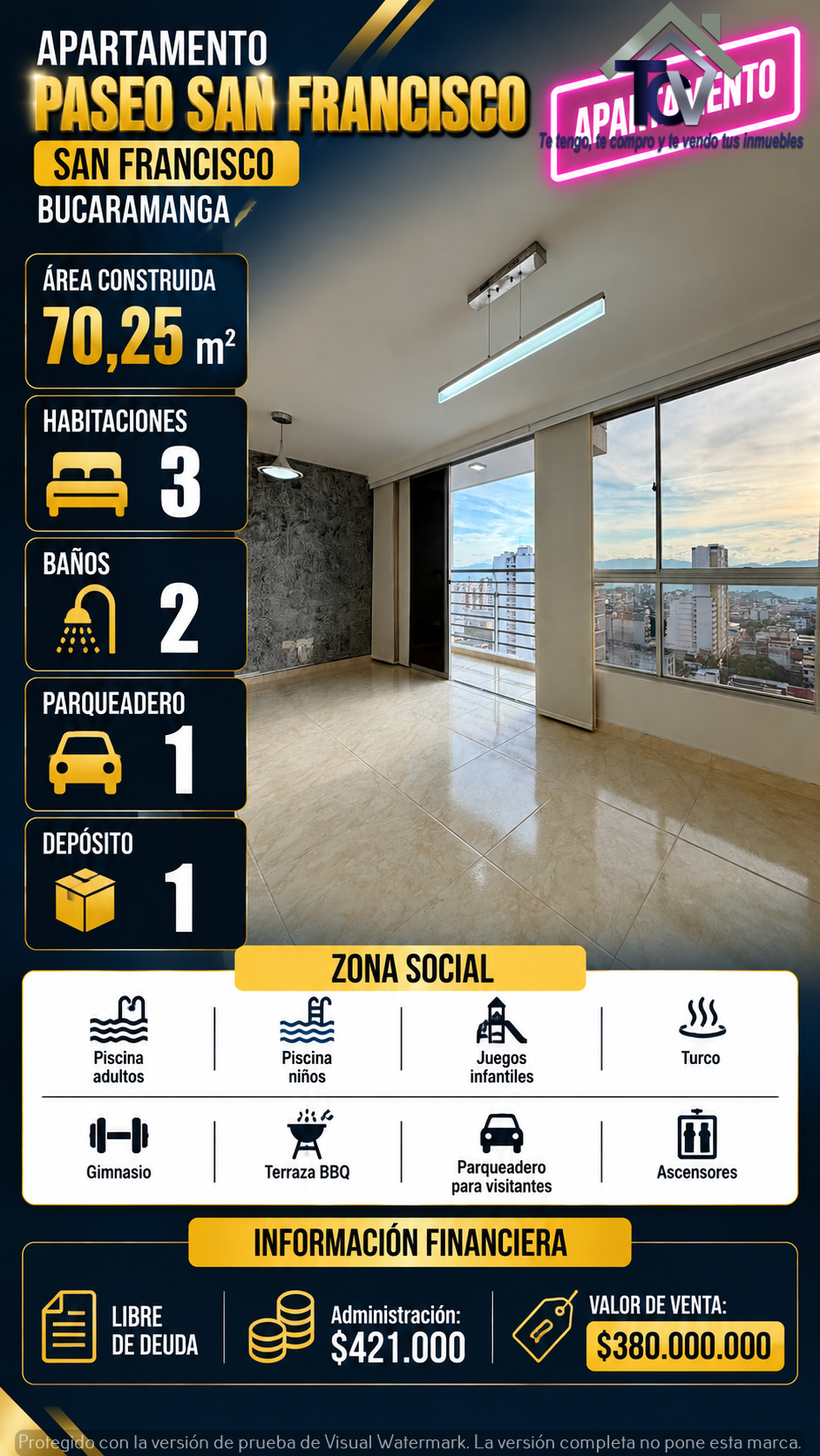Apartamento en venta en San Francisco, Bucaramanga · foto 4 de 12