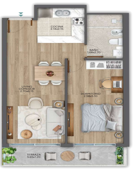 PUNTA CARRETAS – APARTAMENTO EN ALQUILER DE 1 DORMITORIO CON GRAN TERRAZA  Y GARAJE - TOTALMENTE AMUEBLADO - A ESTRENAR!!! · Foto 9