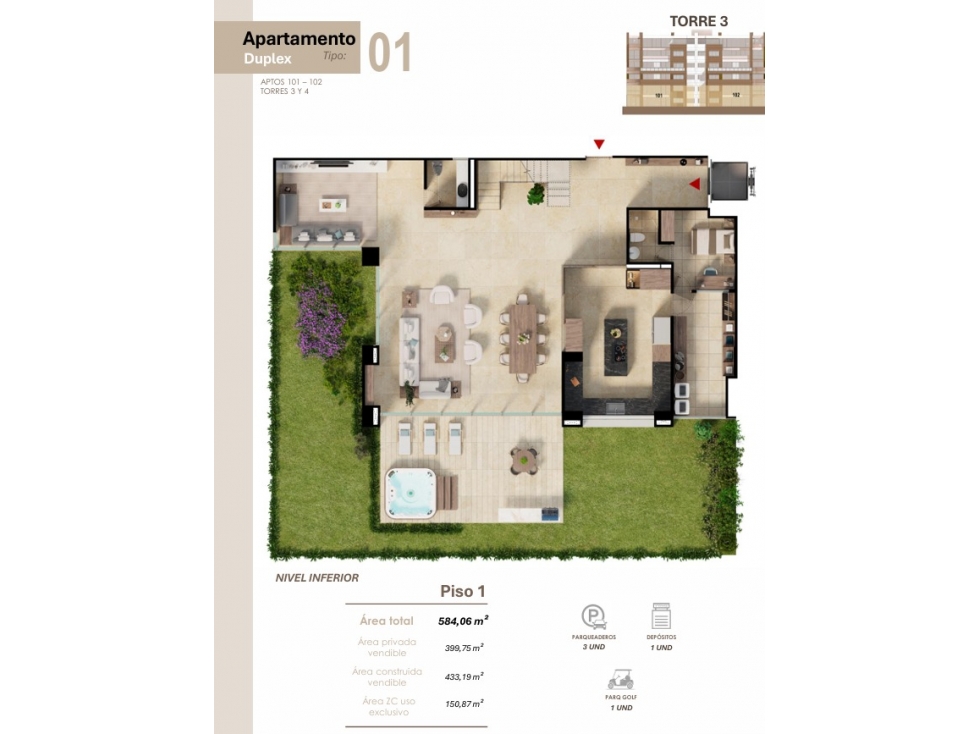 Apartamento en venta en Lagos Del Caujaral, Atlántico · foto 2 de 2
