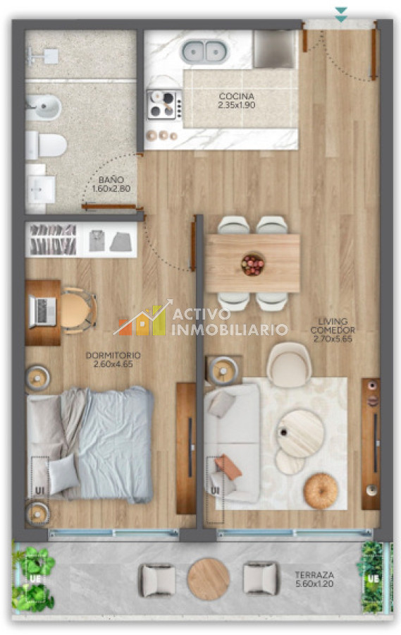 Alquiler apartamento 1 dormitorio amoblado + Balcón - Parque Rodó · Foto 12