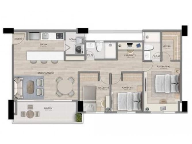 Apartamento de 3 alcobas en venta en Belén Rosales, Medellín, 87 m² · foto 12 de 15