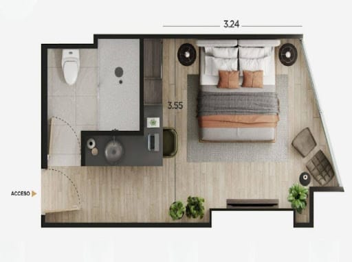 Apartaestudio en venta en Las Palmas, Medellín, 24 m² · foto 7 de 10