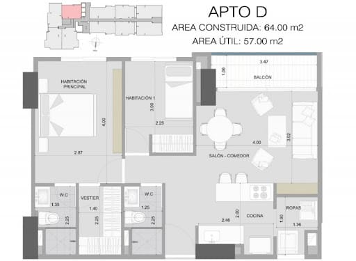 Apartamento de 2 alcobas en venta en San Jose Obrero, Bello, 63 m² · foto 7 de 8