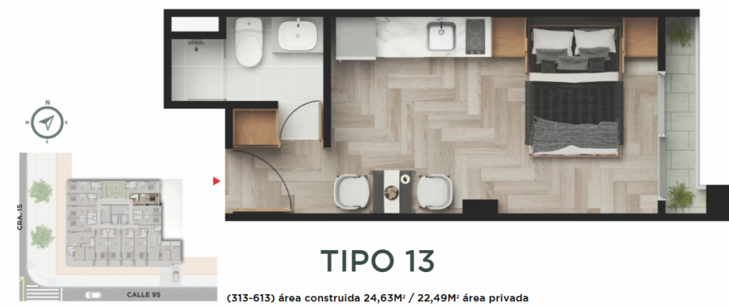 Apartaestudio en venta en Chico Norte, Bogotá, 23 m² · foto 12 de 12