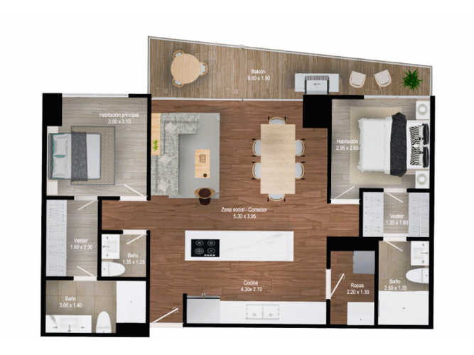 Apartamento de 2 alcobas en venta en Santa Elena, El Retiro, 95 m² · foto 7 de 12