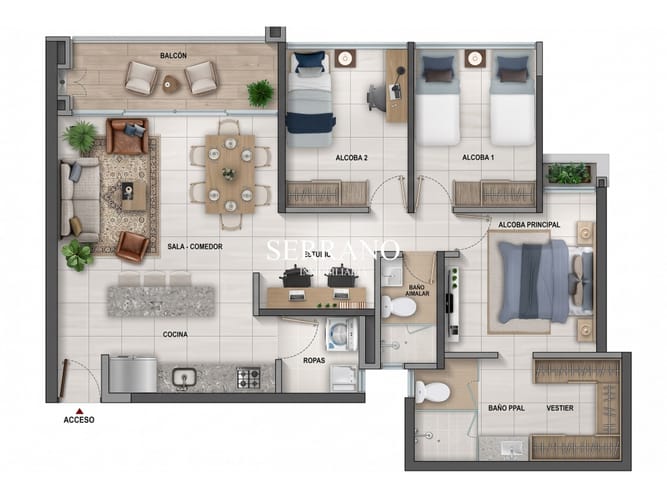 Apartamento de 3 alcobas en venta en Cr. Colina Del Hato, Piedecuesta, 88 m² · foto 2 de 12