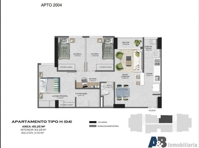 Apartamento de 3 alcobas en venta en Viviendas Del Sur, Itagüí, 65 m² · foto 14 de 16