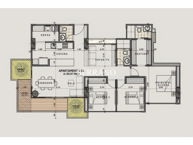 Apartamento de 3 alcobas en venta en Mejoras Publicas, Bucaramanga, 103 m² · foto 2 de 6