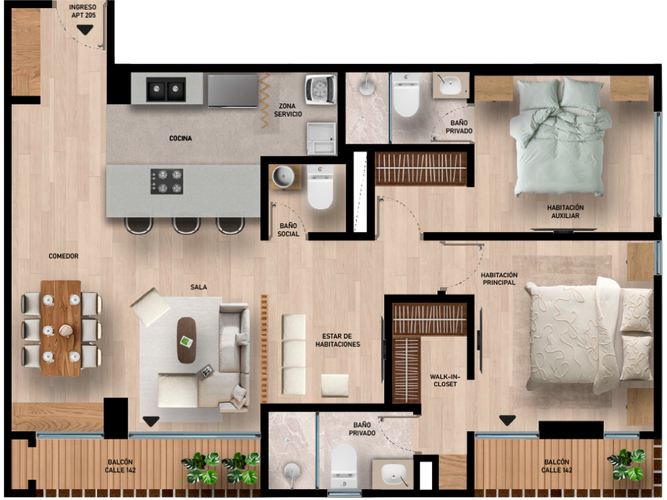 Apartamento de 2 alcobas en venta en El Contador, Bogotá, 84 m² · foto 4 de 5
