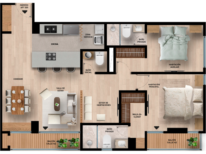 Apartamento de 2 alcobas en venta en El Contador, Bogotá, 84 m² · foto 5 de 5