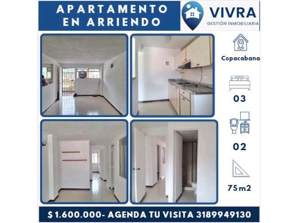 Apartamento en Arriendo en Copacabana
