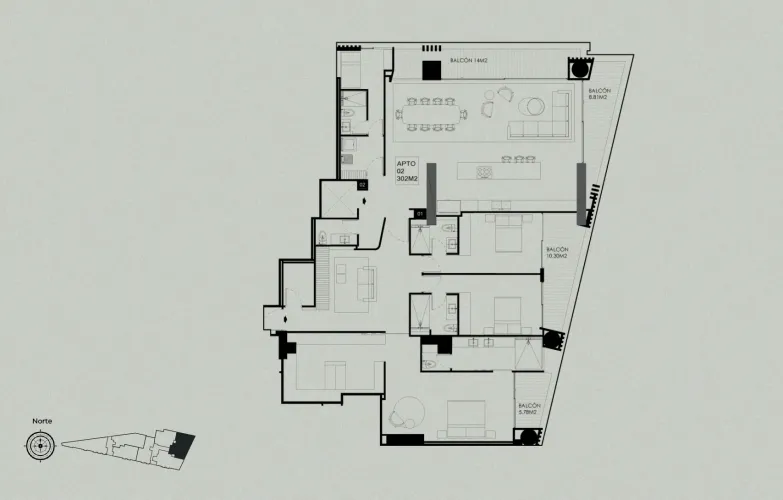 Apartamento de 3 alcobas en venta en La Cabrera, Bogotá, 302 m² · foto 4 de 5