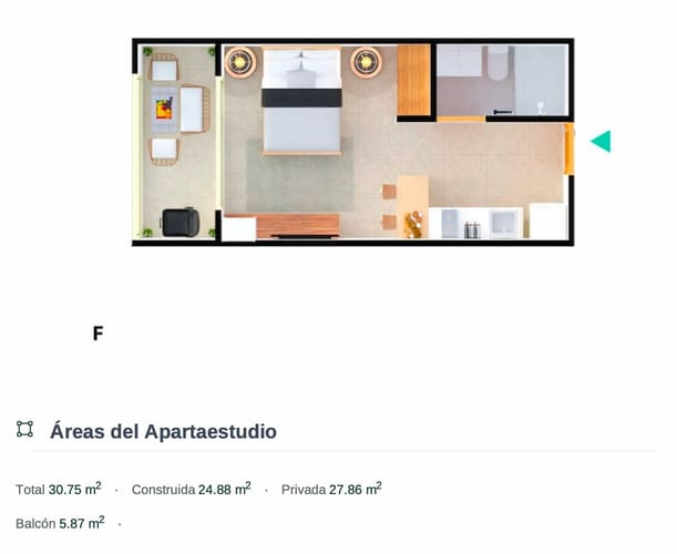 Apartaestudio en venta en Don Jaca, Santa Marta, 30 m² · foto 2 de 6