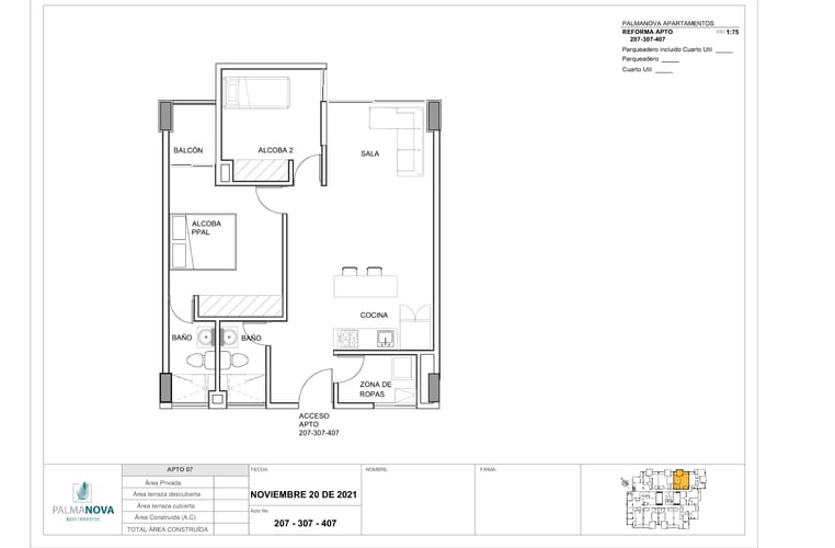 Apartamento de 2 alcobas en venta en La Ceja, 70 m² · foto 15 de 19