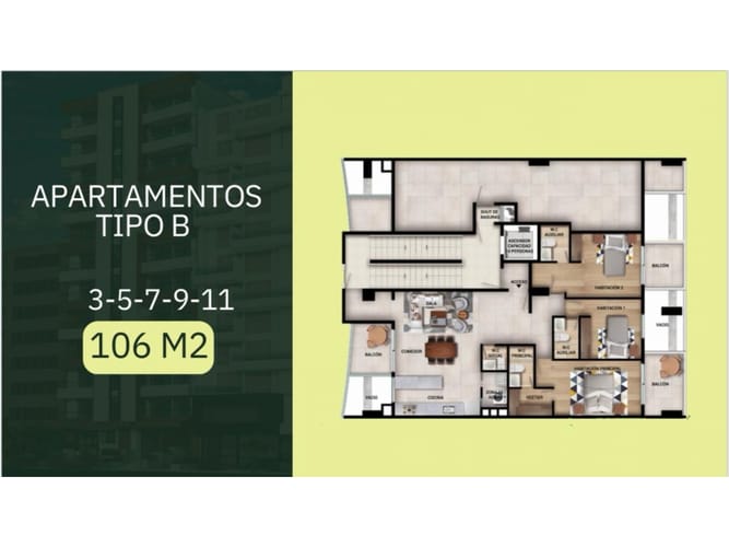 Apartamento de 3 alcobas en venta en Las Acacias, Medellín, 118 m² · foto 7 de 8