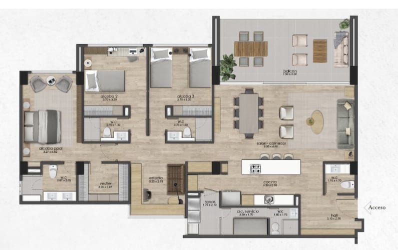 Apartamento de 3 alcobas en venta en Guayabito, Rionegro, 193 m² · foto 19 de 21