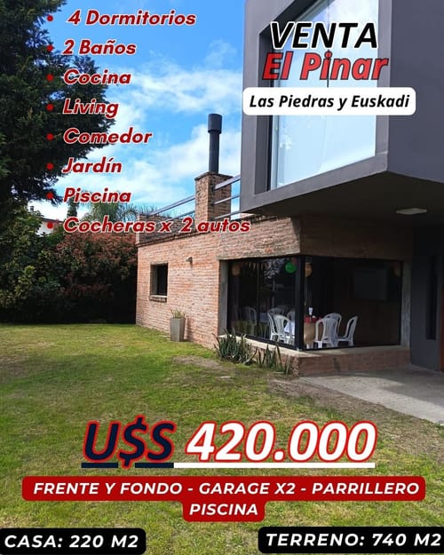 Exclusiva Residencia en El Pinar: 4 Dormitorios, 2 Baños, Piscina, Parrillero y Cocheras, a Pasos de la Playa y el Arroyo. - foto 1