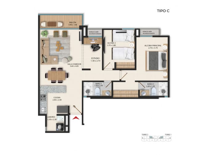 Apartamento de 2 alcobas en venta en Los Parques - Barranquilla, Barranquilla, 78 m² · foto 17 de 18