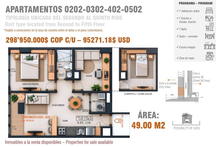 Apartamento en venta en Boston, Medellín · foto 3 de 7