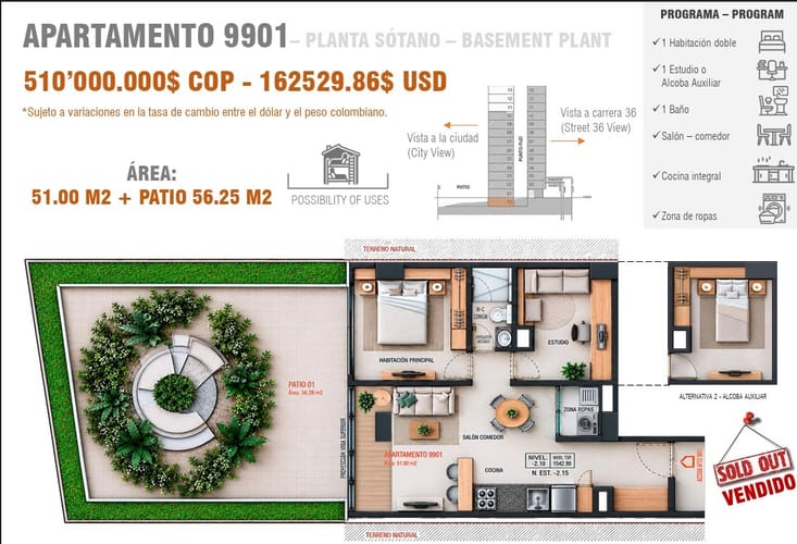 Apartamento en venta en Boston, Medellín · foto 5 de 7