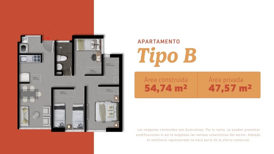 Apartamento de 3 alcobas en venta en Fontana, Bucaramanga, 54 m² · foto 2 de 10