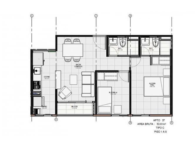 Apartamento de 2 alcobas en venta en Centro, Rionegro, 54 m² · foto 14 de 15