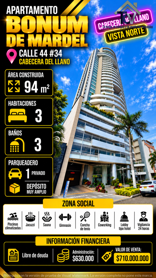 Apartamento de 3 alcobas en venta en Cabecera Del Llano, Bucaramanga, 94 m² · foto 2 de 21