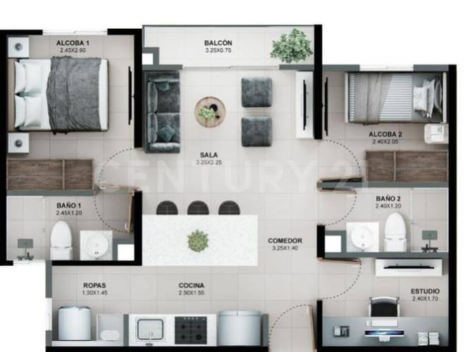 Apartamento de 2 alcobas en venta en Barro Blanco, Rionegro, 49 m² · foto 20 de 20