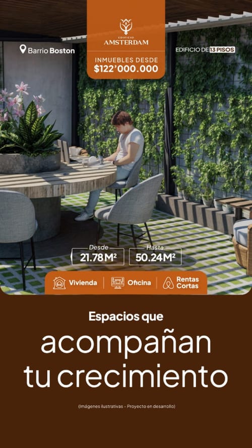 Apartamento en venta en Boston, Medellín · foto 2 de 7