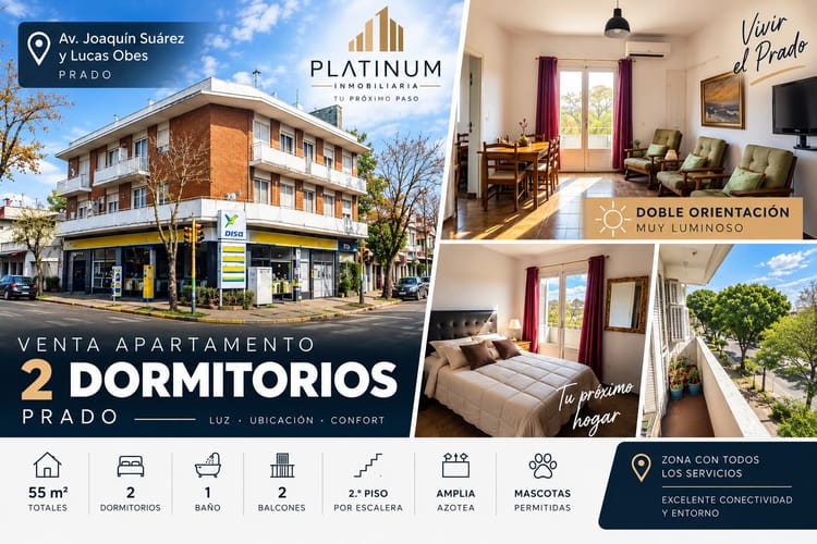 Apartamento 2 Dormitorios en Prado | Esquina, 2 Balcones y Muy Luminoso
