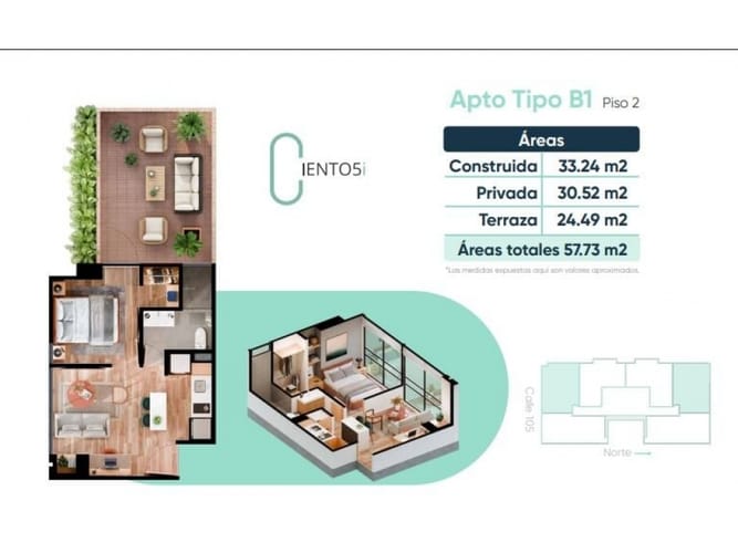 Apartaestudio en venta en Santa Bibiana, Bogotá, 33 m² · foto 2 de 9