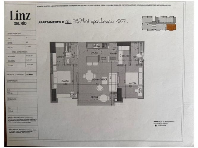 Apartamento de 2 alcobas en venta en Simesa, Envigado, 74 m² · foto 3 de 5
