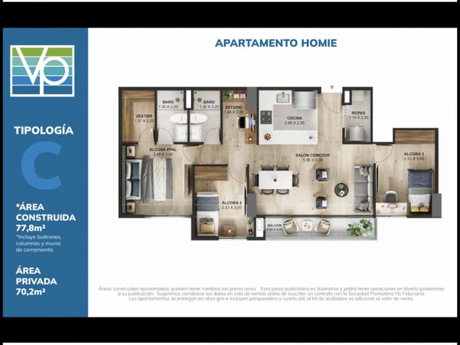 Apartamento de 3 alcobas en venta en Ub. Riogrande, Rionegro, 77 m² · foto 2 de 17