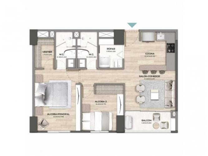 Apartamento de 2 alcobas en venta en Asdesillas, Envigado, 60 m² · foto 5 de 7