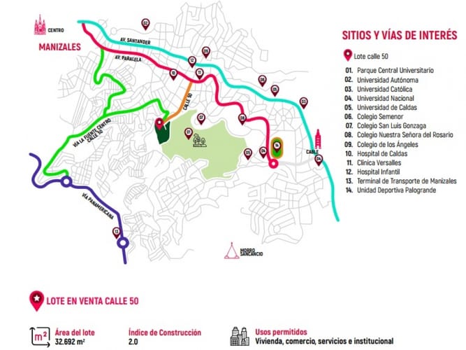 Lote en venta en El Campin, Manizales, 32692 m² · foto 5 de 5
