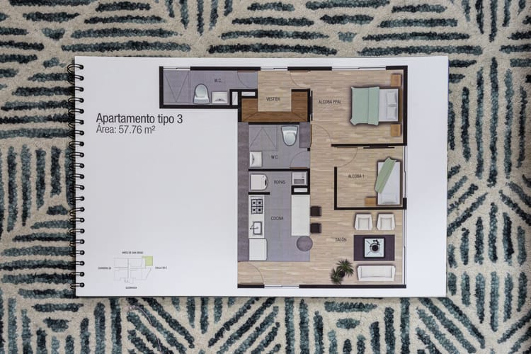 Apartamento de 2 alcobas en venta en El Poblado, Medellín, 58 m² · foto 9 de 10