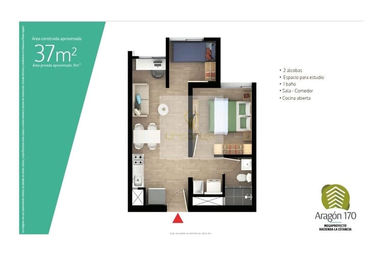Apartamento de 2 alcobas en venta en Funza, 37 m² · foto 12 de 13