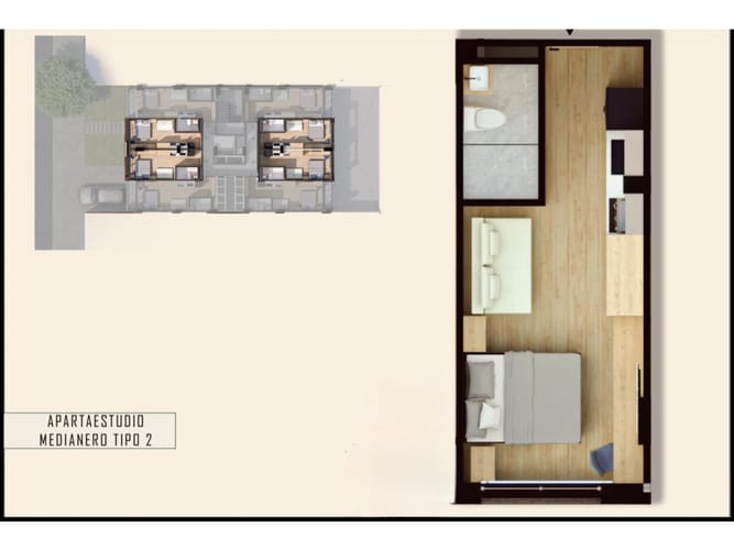 Apartaestudio en venta en Los Cedros, Bogotá, 23 m² · foto 6 de 8