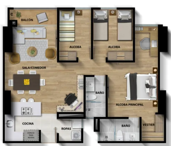 Apartamento de 3 alcobas en venta en Alameda, Bogotá, 80 m² · foto 7 de 24