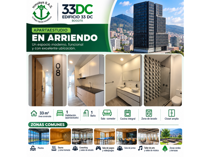 Apartamento de 1 alcoba en arriendo en Centro Internacional, Bogotá, 33 m² · foto 16 de 20