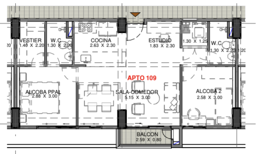 Apartamento de 2 alcobas en venta en Santa Ana, Rionegro, 65 m² · foto 12 de 12