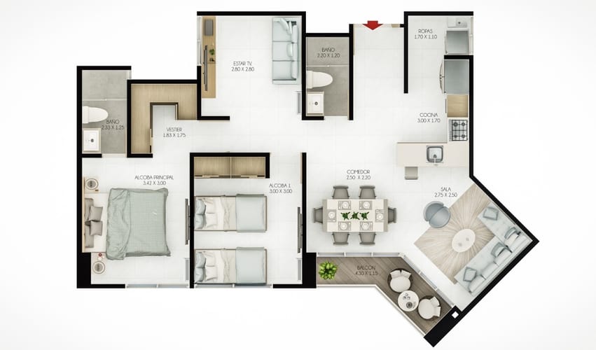 Apartamento de 3 alcobas en arriendo en La Boquilla, Cartagena, 90 m² · foto 8 de 8