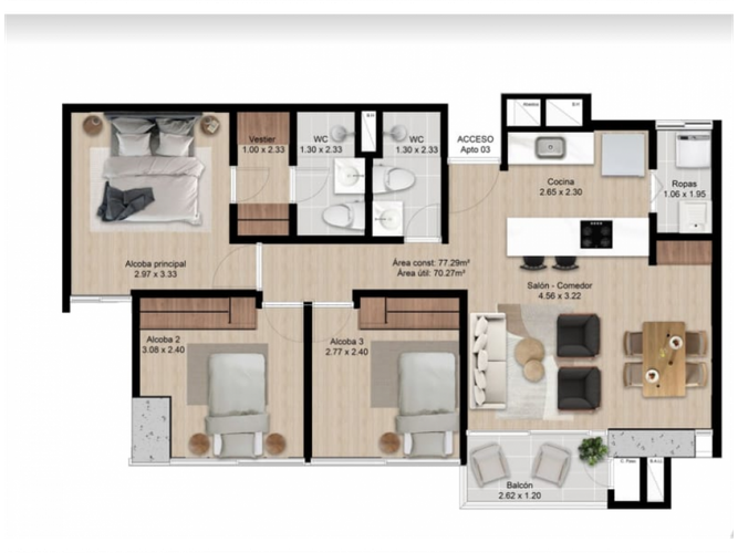 Apartamento de 3 alcobas en venta en Las Palmas, Medellín, 77 m² · foto 15 de 16