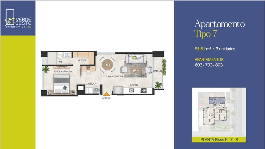 Apartamento de 1 alcoba en venta en Santa Rita, Cali, 51 m² · foto 3 de 16