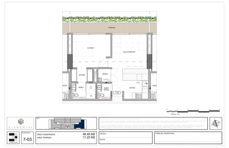 Apartamento de 1 alcoba en venta en Santa Barbara, Bogotá, 57 m² · foto 4 de 8