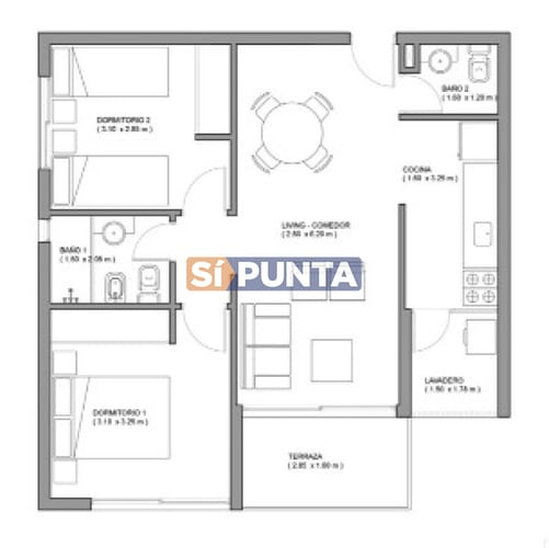 Apartamento 2 dormitorios alquiler anual Punta del Este · Foto 6